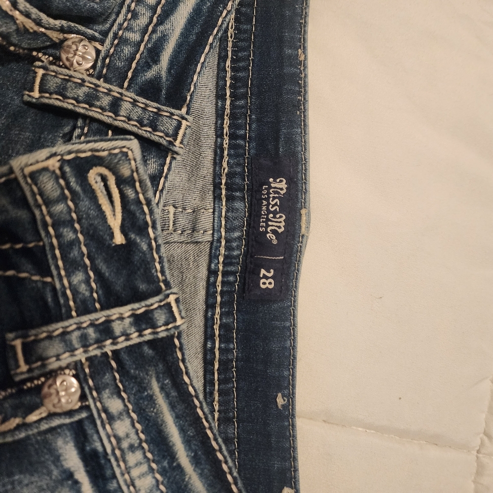 Miss Me Jeans Torn Saddle Stitch Skinny Jean Womens 28